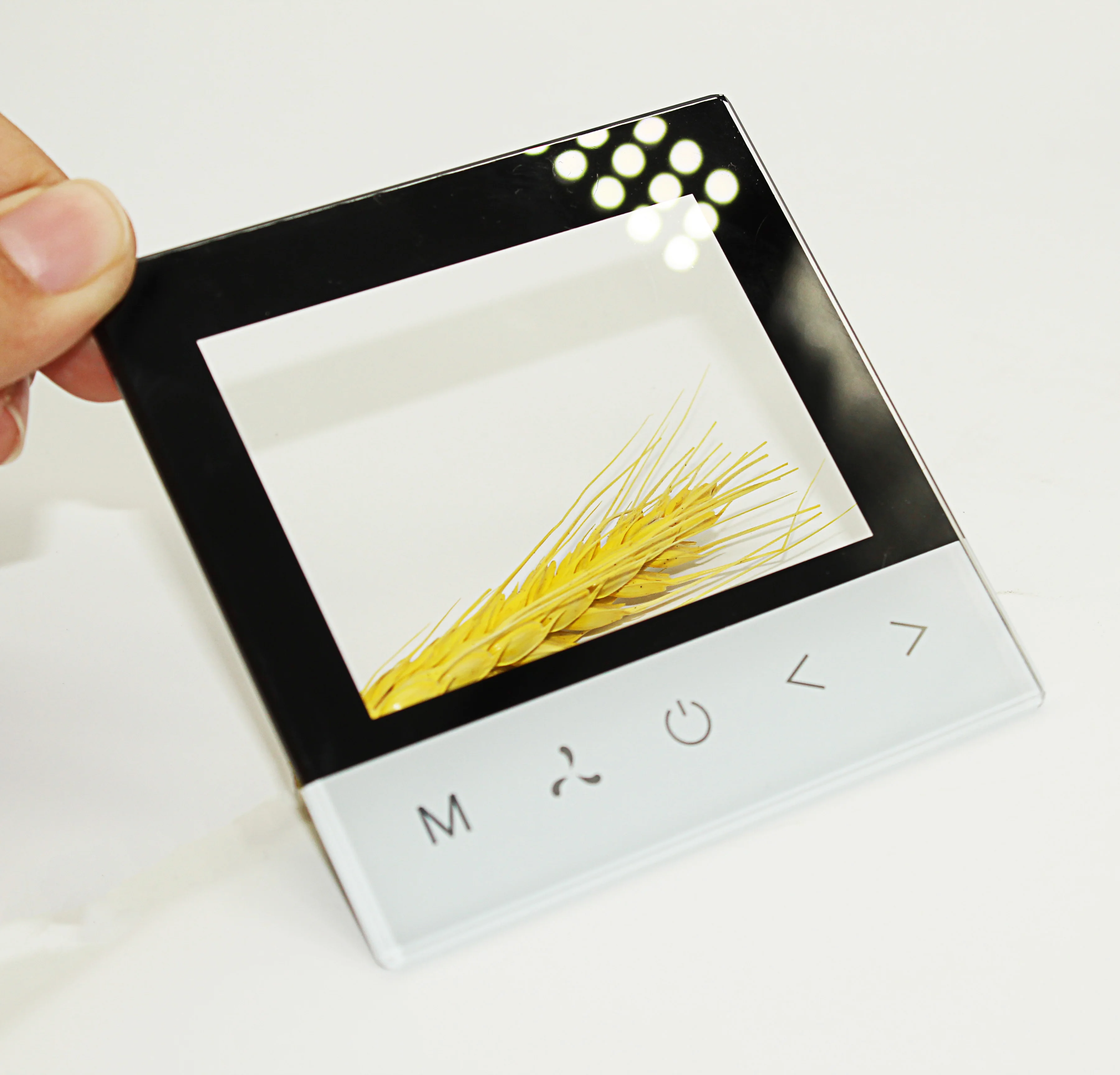 
Factory high quality black and white silk screen touch switch tempered glass cover with small window for air conditioner 