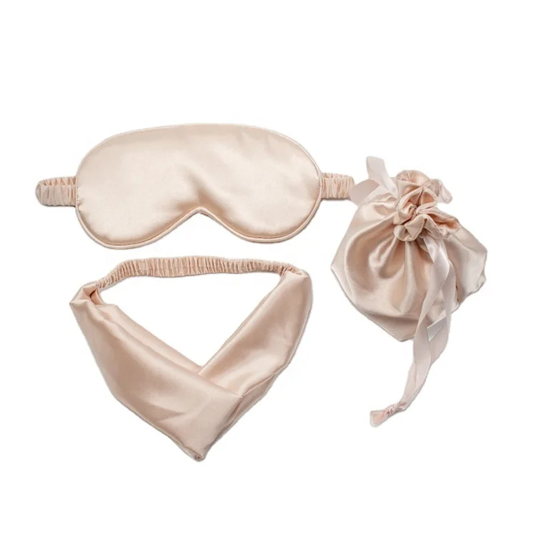 
China Factory Wholesale OEM Multi Color Imitated Silk Sleeping Eyeshade Headbands Scrunchies For Home Travel Package 