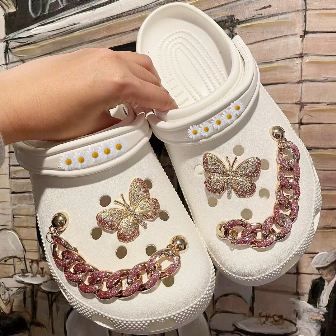 2024 Wholesale custom Luxury Bling Rhinestone Shoe Decorations Fashion Diamond Metal Designer Shoe Charms