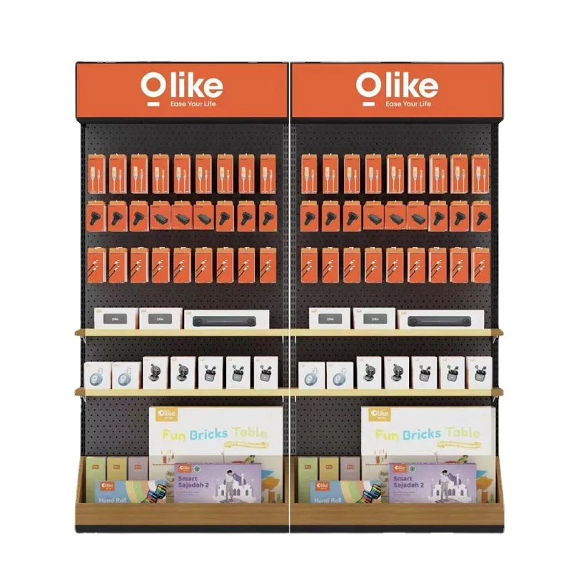 Phone Retail Shops Metal Floor Display Racking For Cellphone Accessories Headphone Display Hook Holder Stand