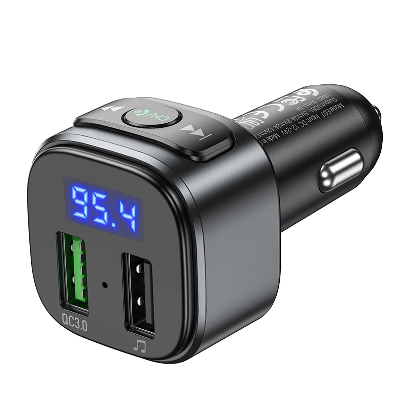 HOCO E67 FM Transmitter Wireless BT 5.0 FM Radio Modulator QC3.0 USB 18W Car Charger Adapter
