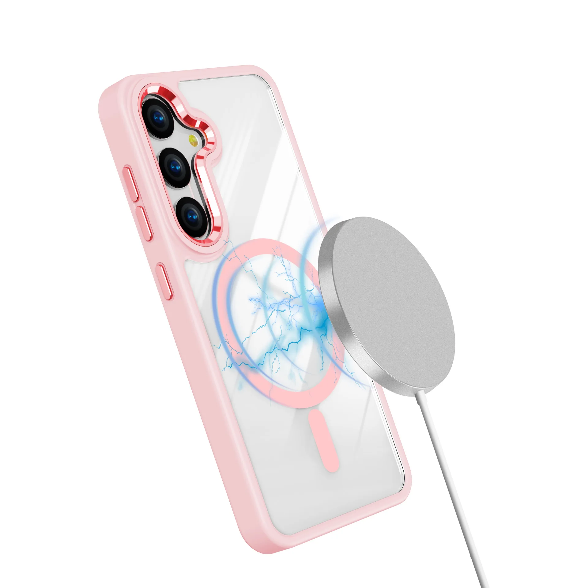 For Samsung s24ultra case transparent magnetic cell phone case gold shield s24 metal anti-fall wholesale case