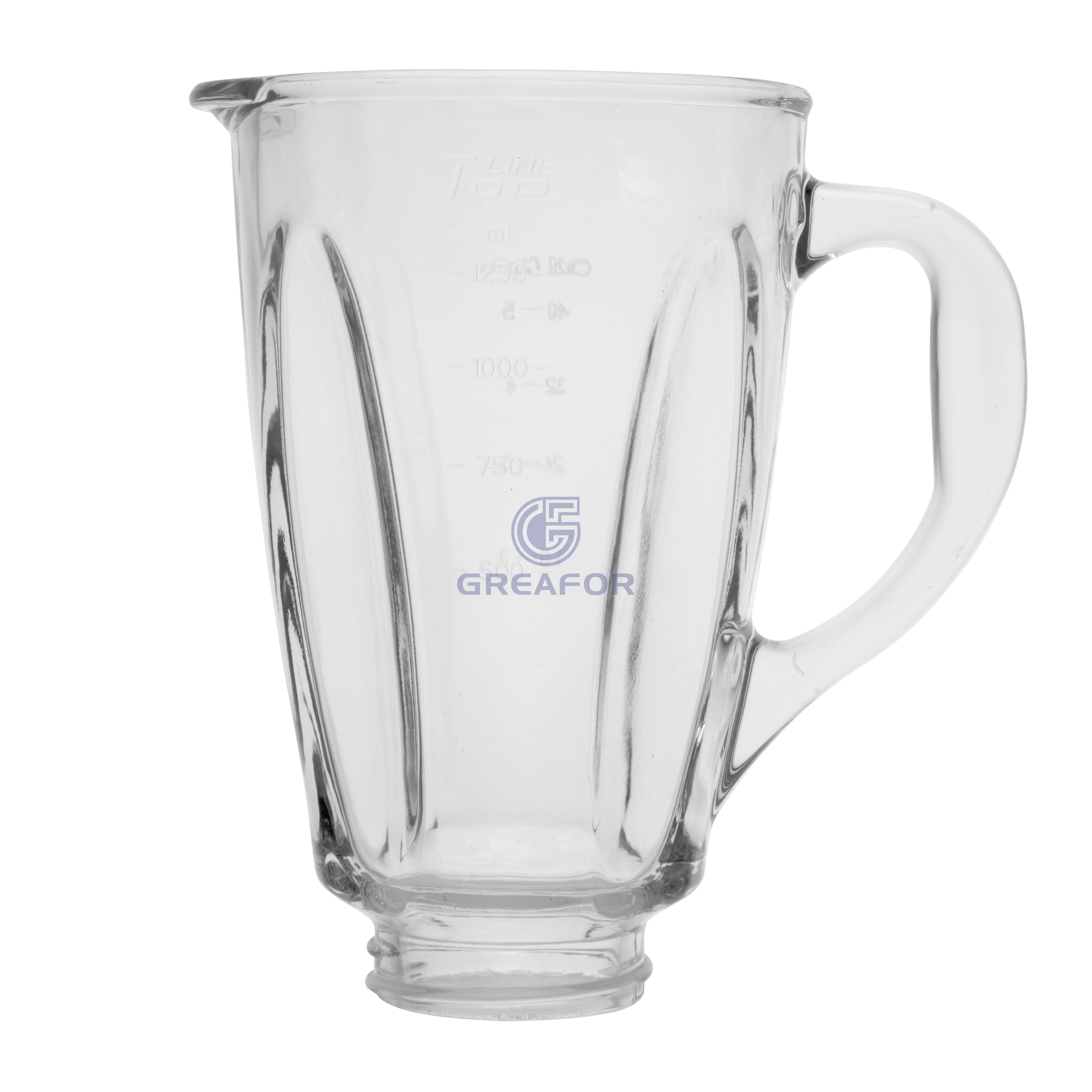 (B870) Factory supply high quality of replacement jug 1250ml blender of electric special transparent round glass jar