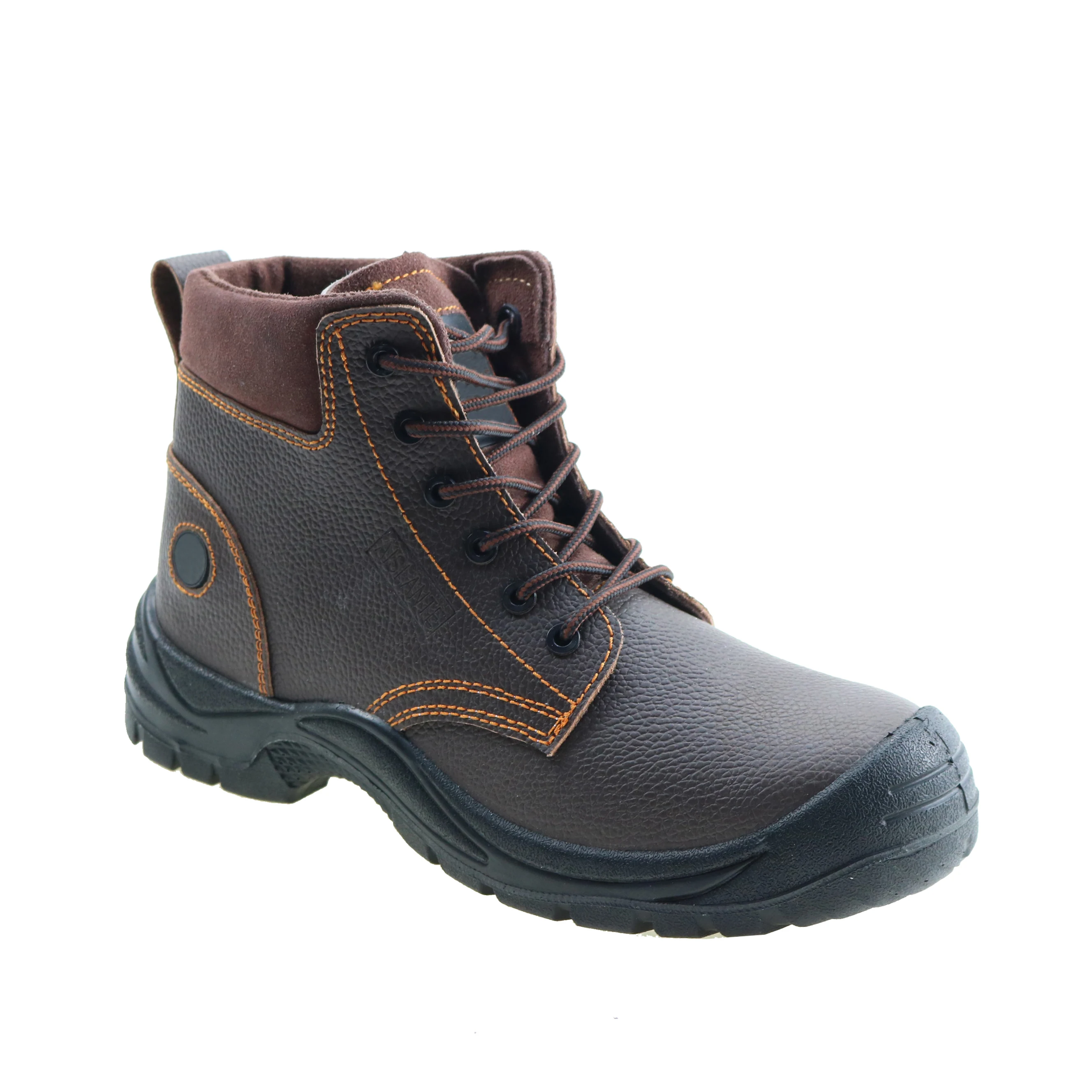 Construction boots Brown genuine leather steel toe non slip industrial men safety shoes