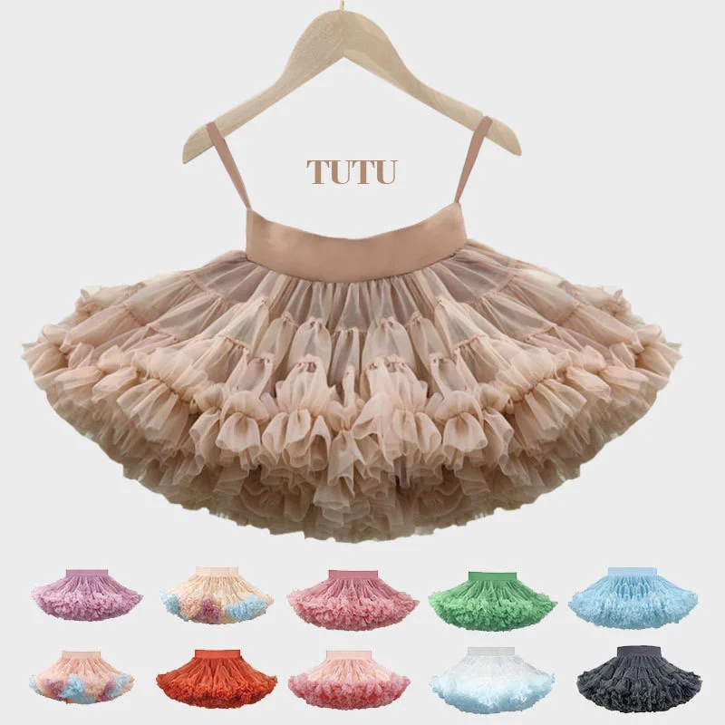 Customization Children Girls Tutu Skirt Mesh Cake Dress Christmas Birthday Girls Dress All Seasons Dance Tulle Pettiskirt
