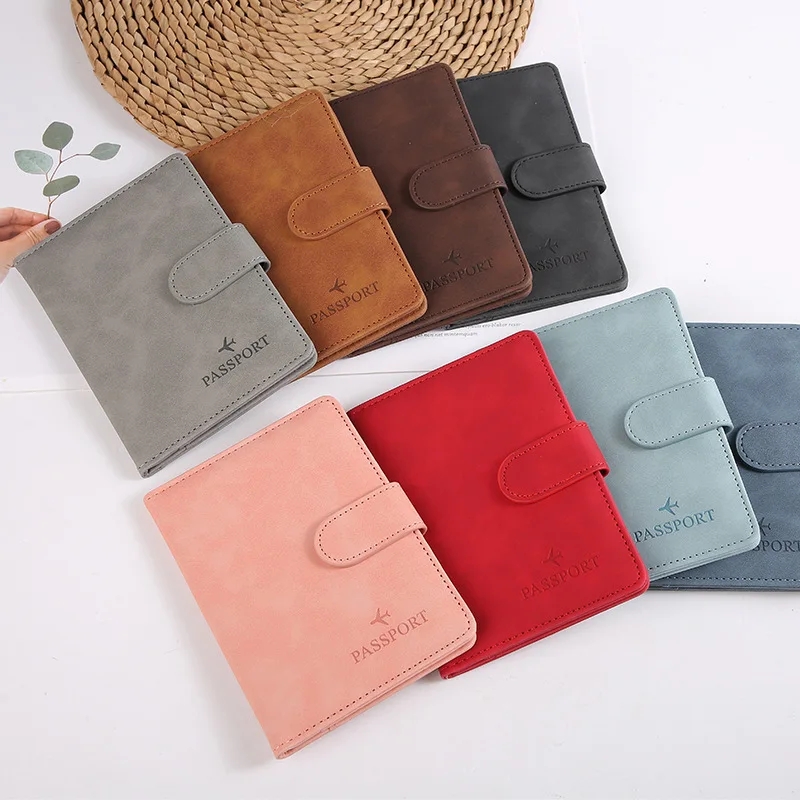 Wholesale Custom Sublimation Id And Name Card Holder Magnetic Button Design Pu Leather Passport Holder