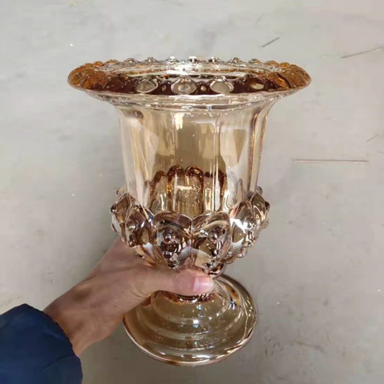 Wholesale Creative European-style Thickened High-footed Base Desktop Handicraft Ornaments Glass Vase