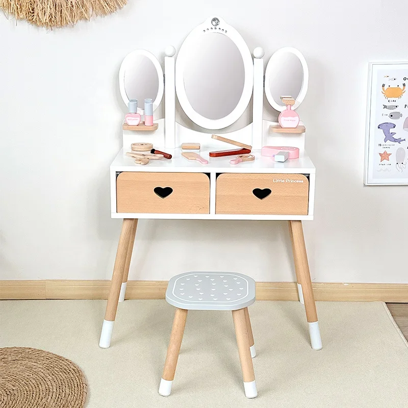 Funny Make Up Table Dressing Table Role Pretend Make Up Role Play Dressing Table Wooden Toys For Kids