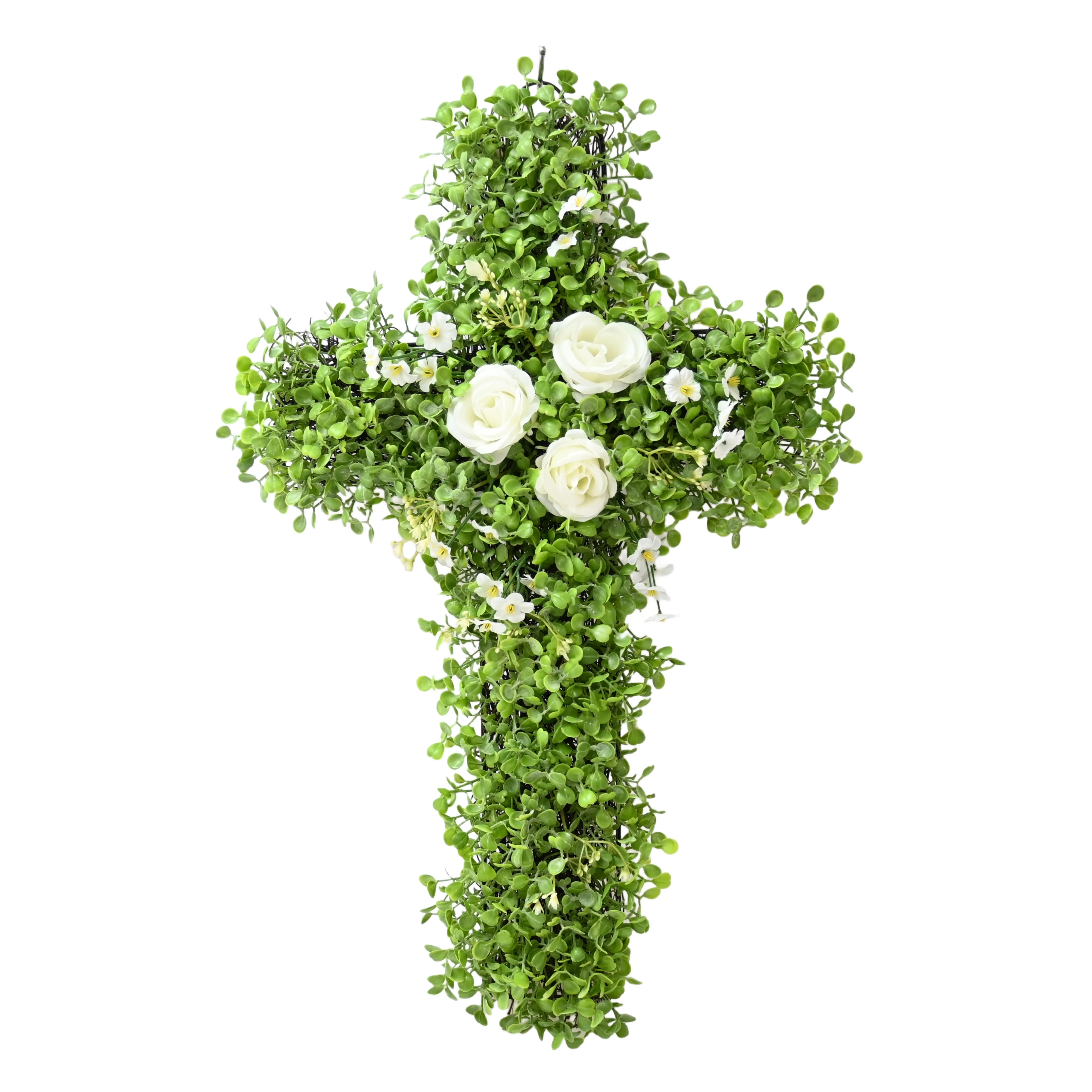 White Rose Cross Tribute Funeral Memorial Decoration For Funeral Wreaths Christian Gifts