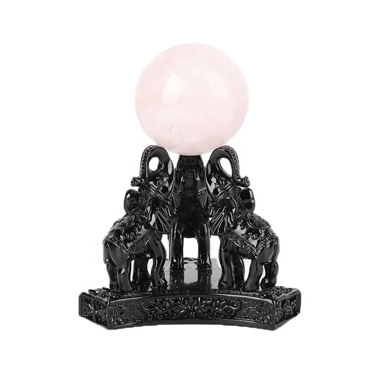 Wholesale natural crystal ball Elephant resin base display base sphere stand holder