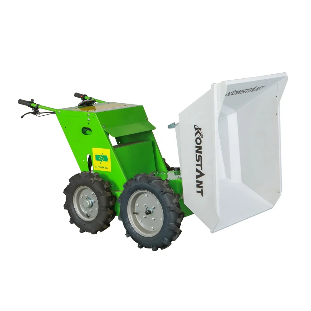 KONSTANT 300kg Electric Battery Mini Dumper with 4WD Chain Drive  Power Buggy Barrow for Concrete Mining Construction and Farm U