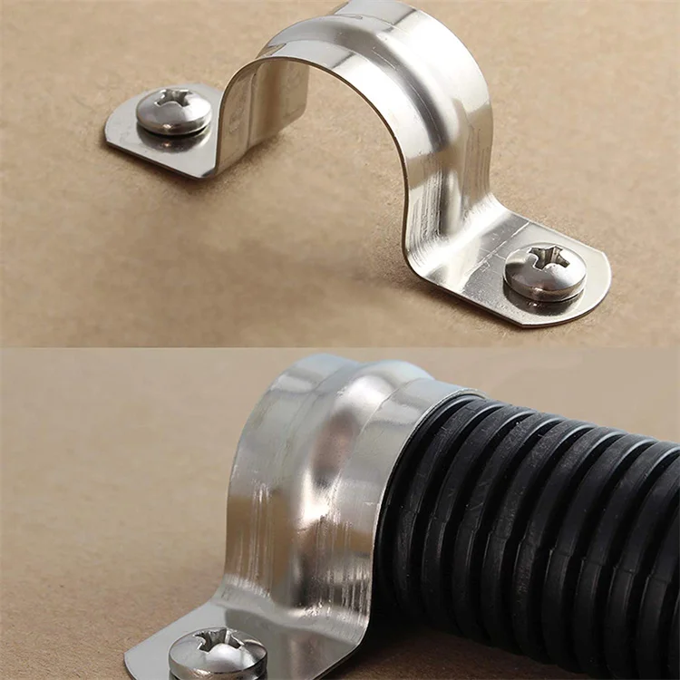 304 Stainless Steel U Shaped Rigid Pipe Strap Saddle Clamp for Fixed Pipeline Hose