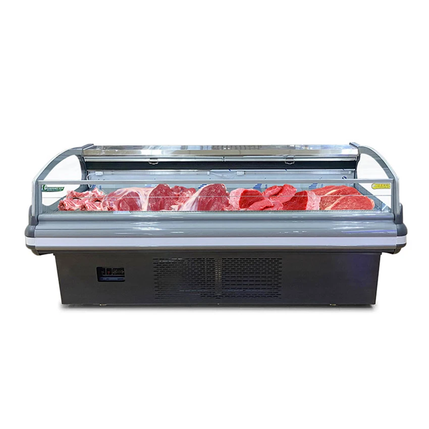 Fish Seafood Butchery Showcase Supermarket Open Top Dishes Meat Display Chiller Freezer