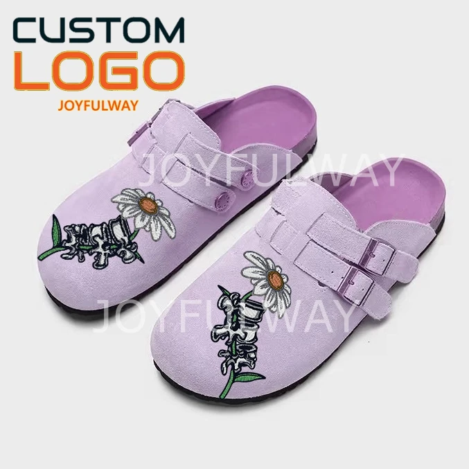 Low MOQ EVA And Cork Sole Leather Upper Sandals OEM Your Logo Brand Color Clog Shoes