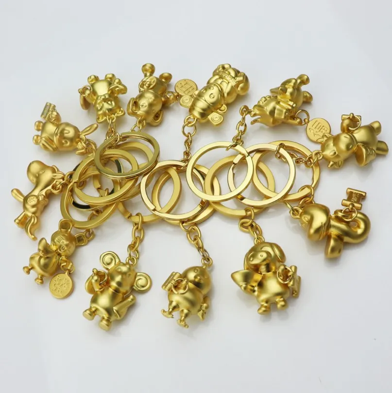 Chinese Metal Silver Custom 12 Constellations Keychain Keyring OX Dog Tiger Key chain Accessories Women Zodiac Keychains