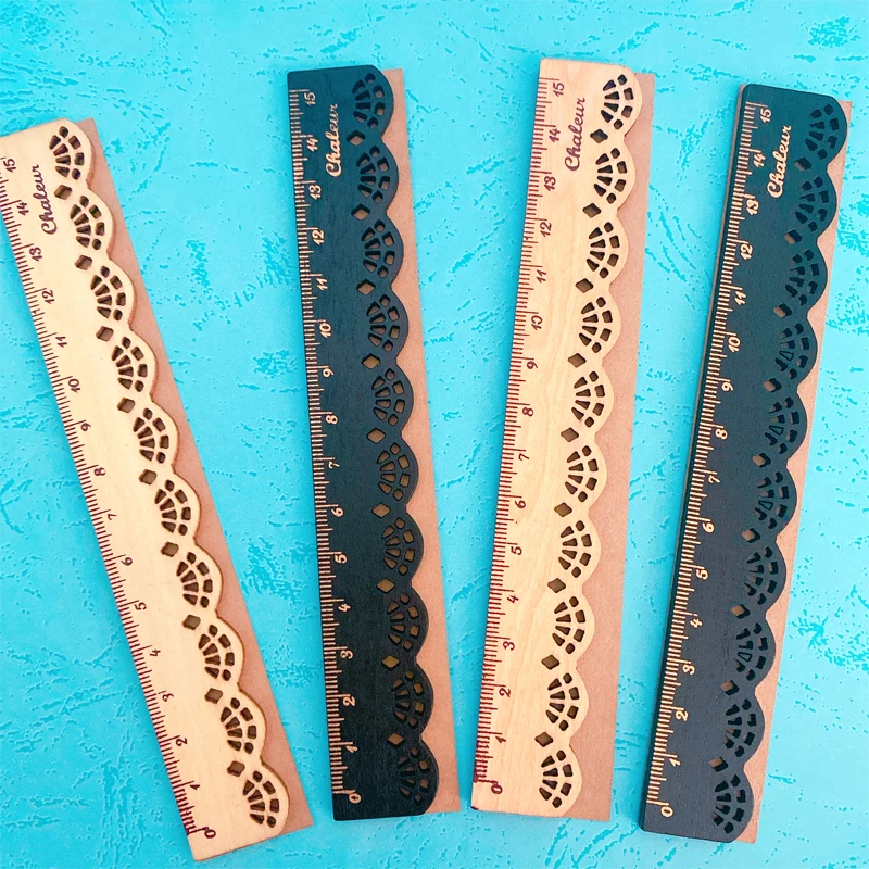 Kawaii Rulers Stationery 2 color Available Lace Design Wooden Student Ruler School Offer Factory Directly