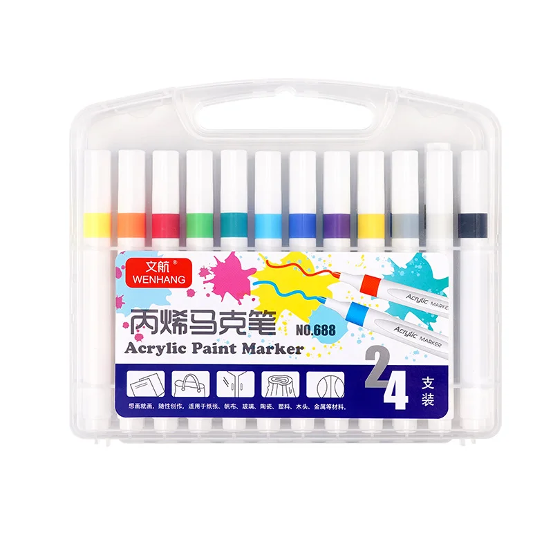 Оптовая продажа, точечный детский Маркер 12/24/36/48, Цветной маркер, водонепроницаемый, Штабелируемый маркер, акриловый маркер