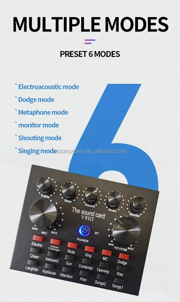 V8 soundcard audio interface Professional studio recording equipment  karaoke live stream usb audio v8 sound card