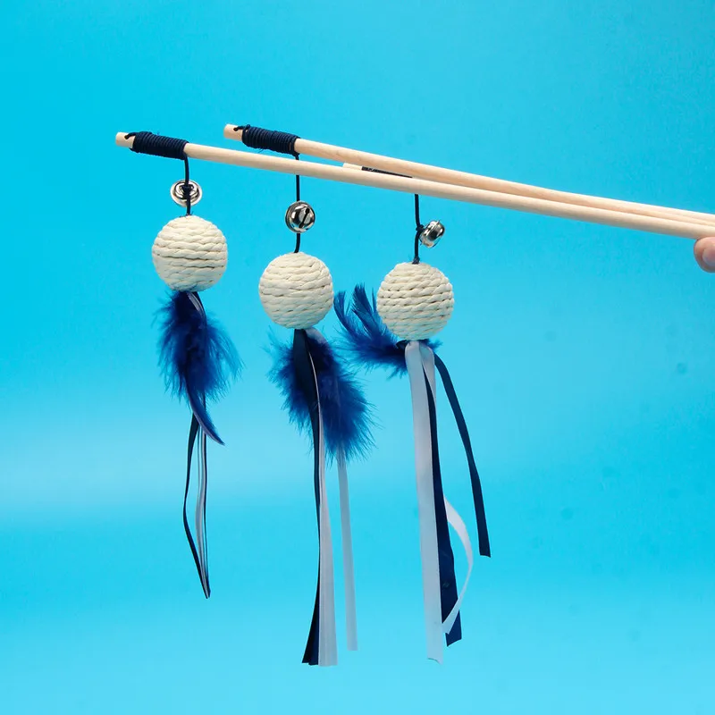 Cheap Cute Cat Interactive Teaser Toy With Bell Funny Cat Toys Interactive Teaser