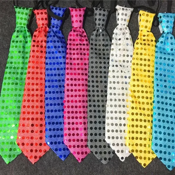 Novelty Party Necktie Ties Led Flashing Sequin Colorful Light Up Ties Wholesale Cheap