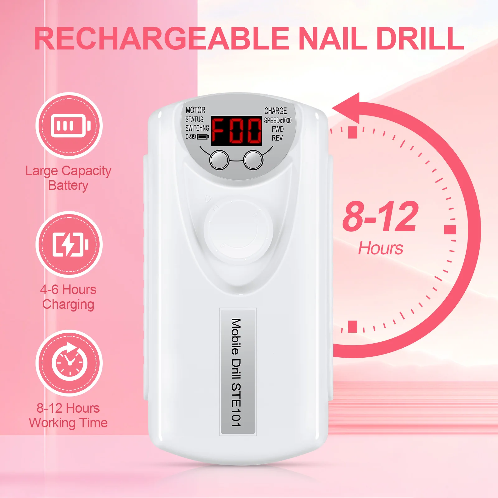 Electric Mobile Nail Drill Machine Set Wholesale Nail Supply High Quality Rechargeable Nail Drill 30000RPM Drill Bits 6pcs