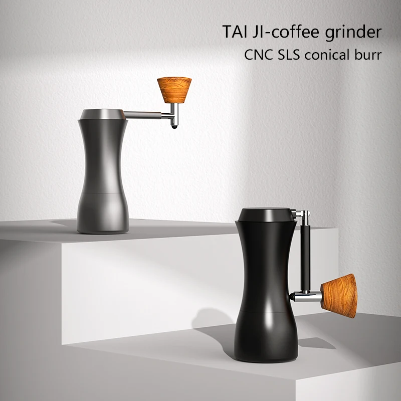 DHPO Portable Aluminum Alloy Black  Stainless Steel Burr Mill Custom Manual Coffee Grinder Hand Crank Coffee Grinder For Sale