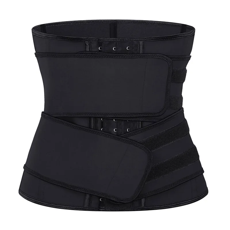 Регулируемый тренировочный корсет для талии с 3 крючками, 9 стальных косточек, черный бюстье на молнии, двойная волшебная лента, корсеты для талии