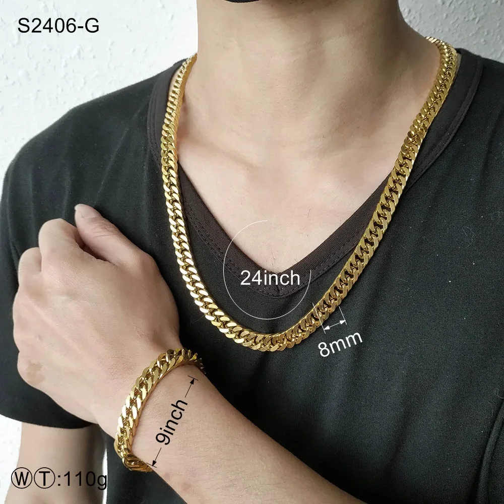 Manufacturer custom jewellery high quality non fade Men Jewelry male Stainless Steel 18k gold chain men Necklace hip hop jewelry