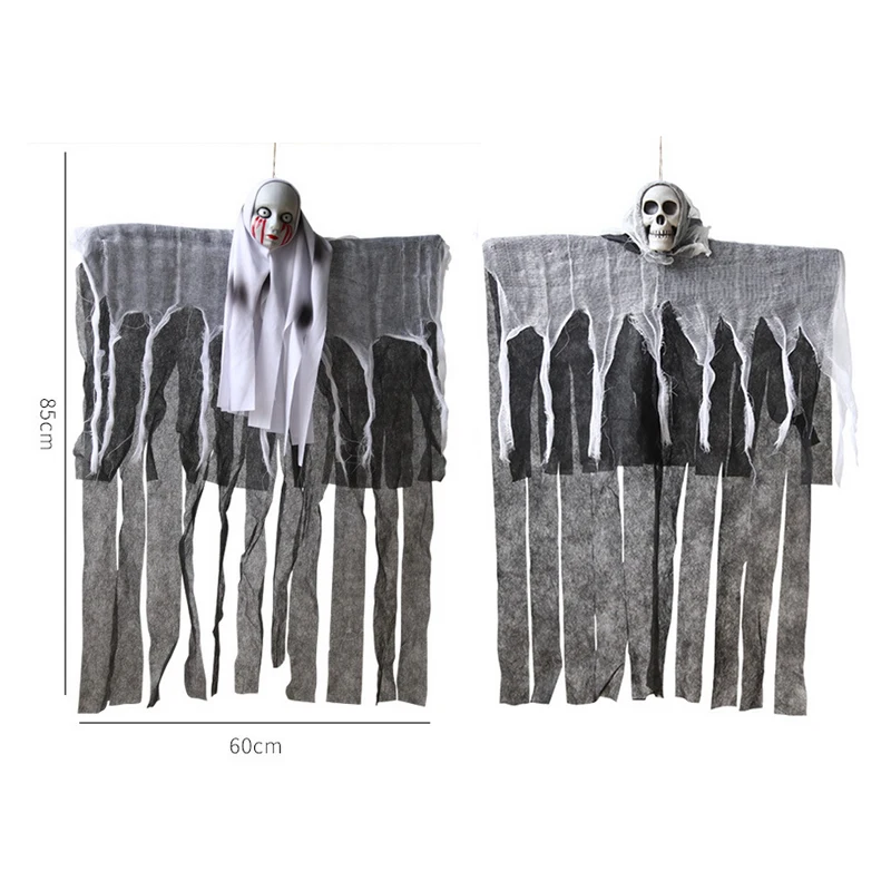 1pcs Halloween Hanging Ghost Horror Decoration Props Skull Head Eyes Bleeding Female Ghost Door Curtain Hanging Decor for Home