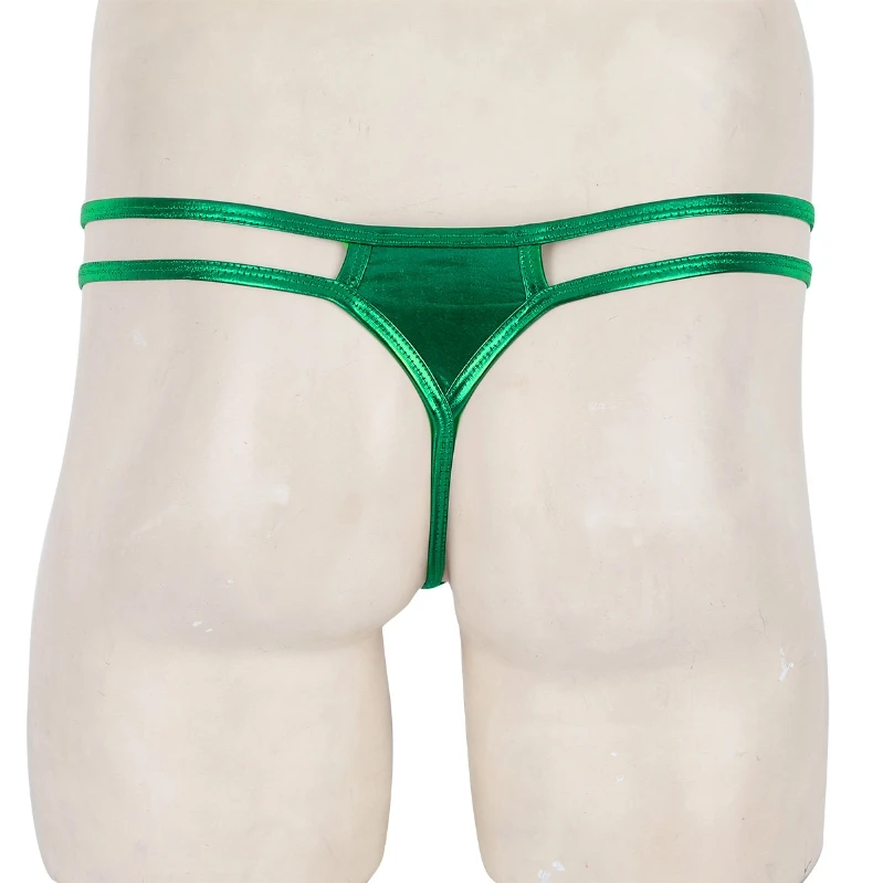 Модные мужские блестящие металлические трусы-бикини, стринги, мужское нижнее белье