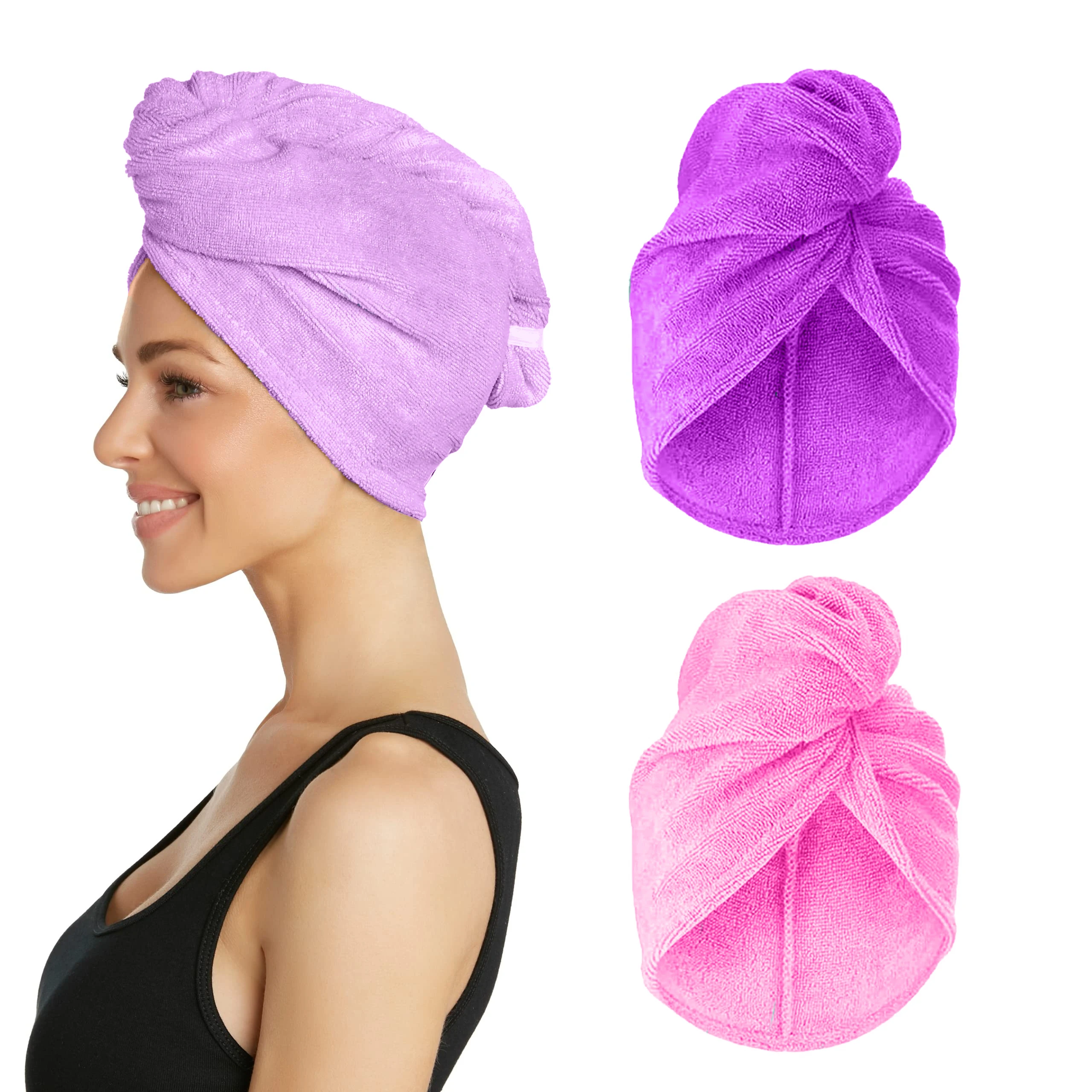 Custom Logo Printing Quick Dry Soft Water Absorbent Microfiber Hair Turban Towel Wrap
