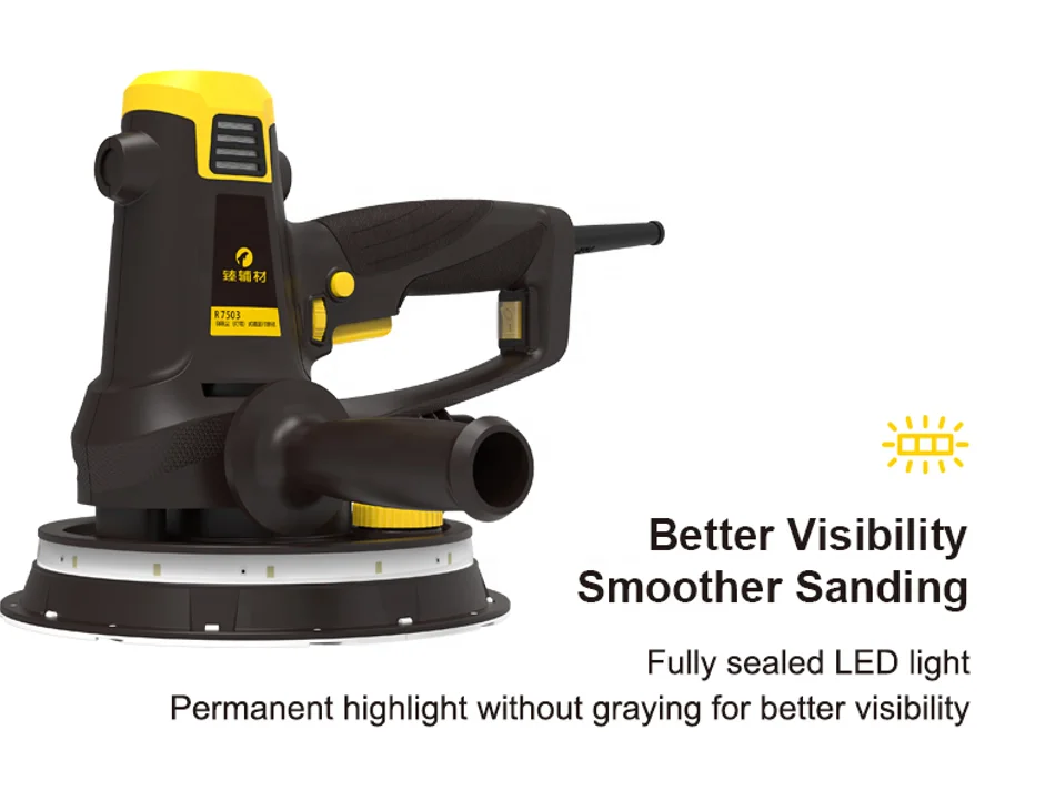 Fine grinding hand-held dustless 750W orbital electric Sander Machine for cement floor daywall putty dry polishing sander