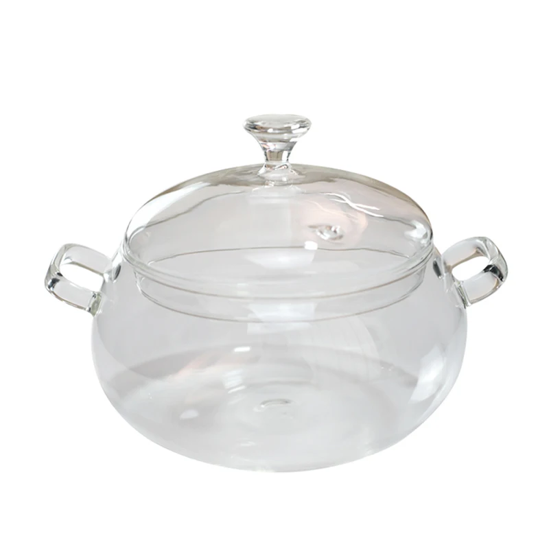 Heat resistant transparent glass cooking pot soup pot with handle glass cookware tableware Noodle soup pot