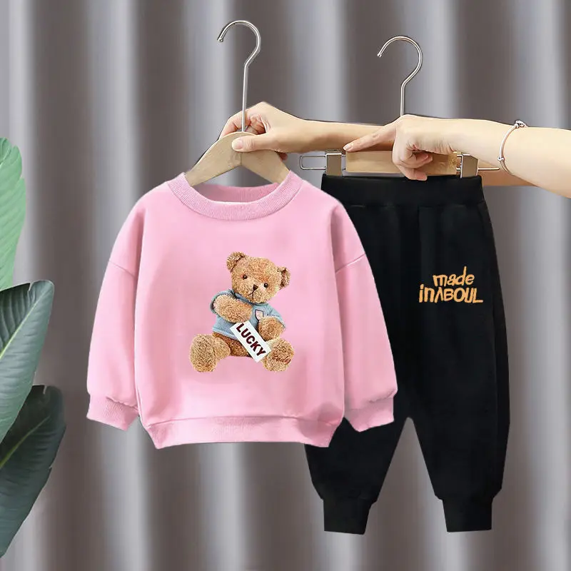 Green Horizon Kids Boy Clothes Set Spring Autumn Long Sleeve Teddy Bear Tracksuit Clothes Baby Boy Set Two Piece Clothing Sets