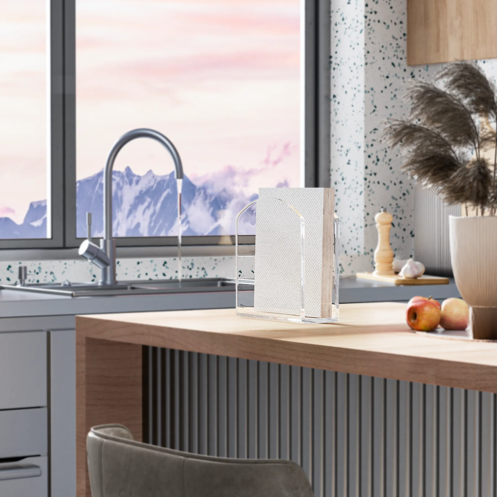 2pack Crystal Clear Acrylic Napkin Holders 5x5x0.2Inch Versatile Transparent Paper Stand Tissue Dispenser for Restaurant