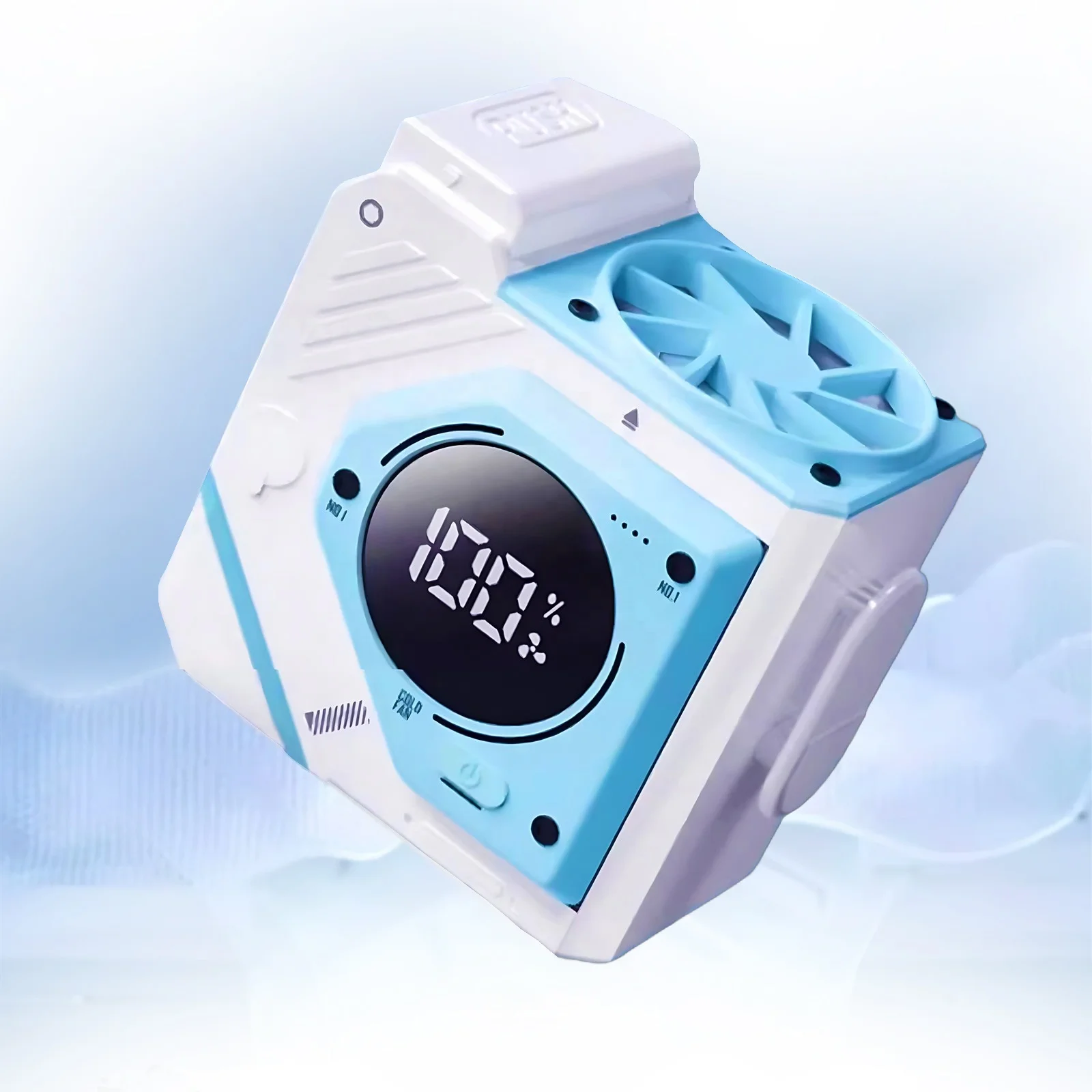 2024 New Vibrant Durable High-Power Wind Multi-Function with LED Flashlight & Mobile Charger 5000/9800mAh Waist Fan