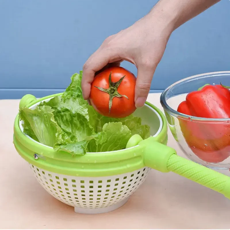 Plastic Vegetable Fruit Salad Spinner Lettuce Greens Washer Household Dry Washing Drain Basket