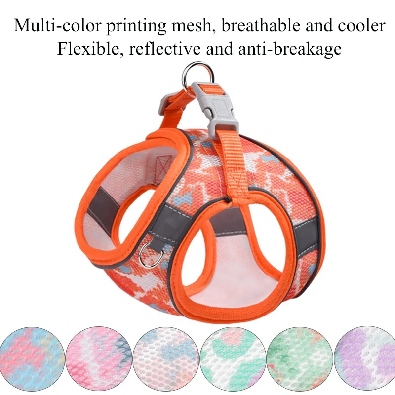 Leopard Print Breathable Mesh Cat Dog Harness and Leash Set Small Medium Pet Cat Harnesses