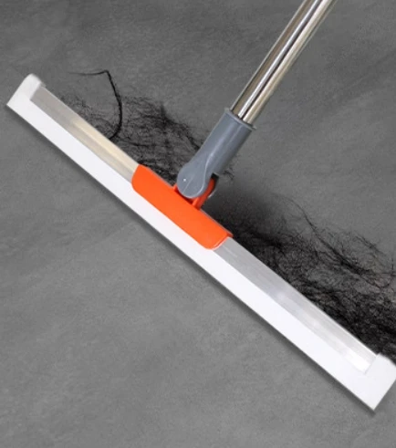 Multifunctional Silicone Broom Stainless Steel Floor Sweeping Tool Rotatable Wiper Scraper Telescopic