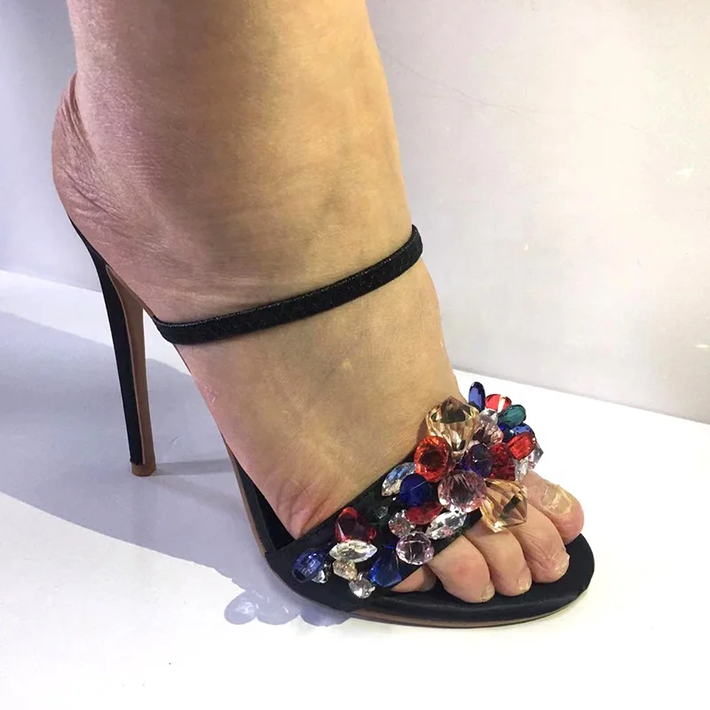 China shoe factory directly sell fashion crystal rhinestone women high heel party shoes hot sale ladies sandals