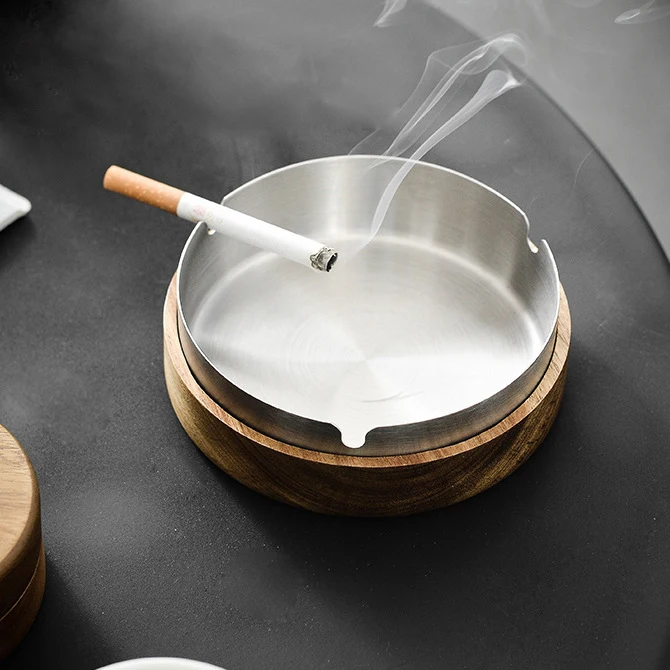 New Arrival Round Wooden Ashtray Office Home Restaurant Cigar Holder Ashtray With Lid