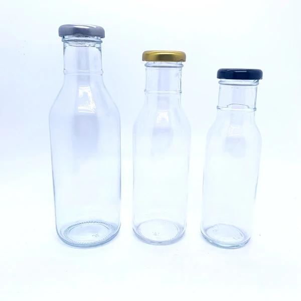 Wholesale 250ml Transparent Glass Bottle For Ketchup Salad Dressing Soy Sauce Vinegar With Anti-theft Cap In Kitchen