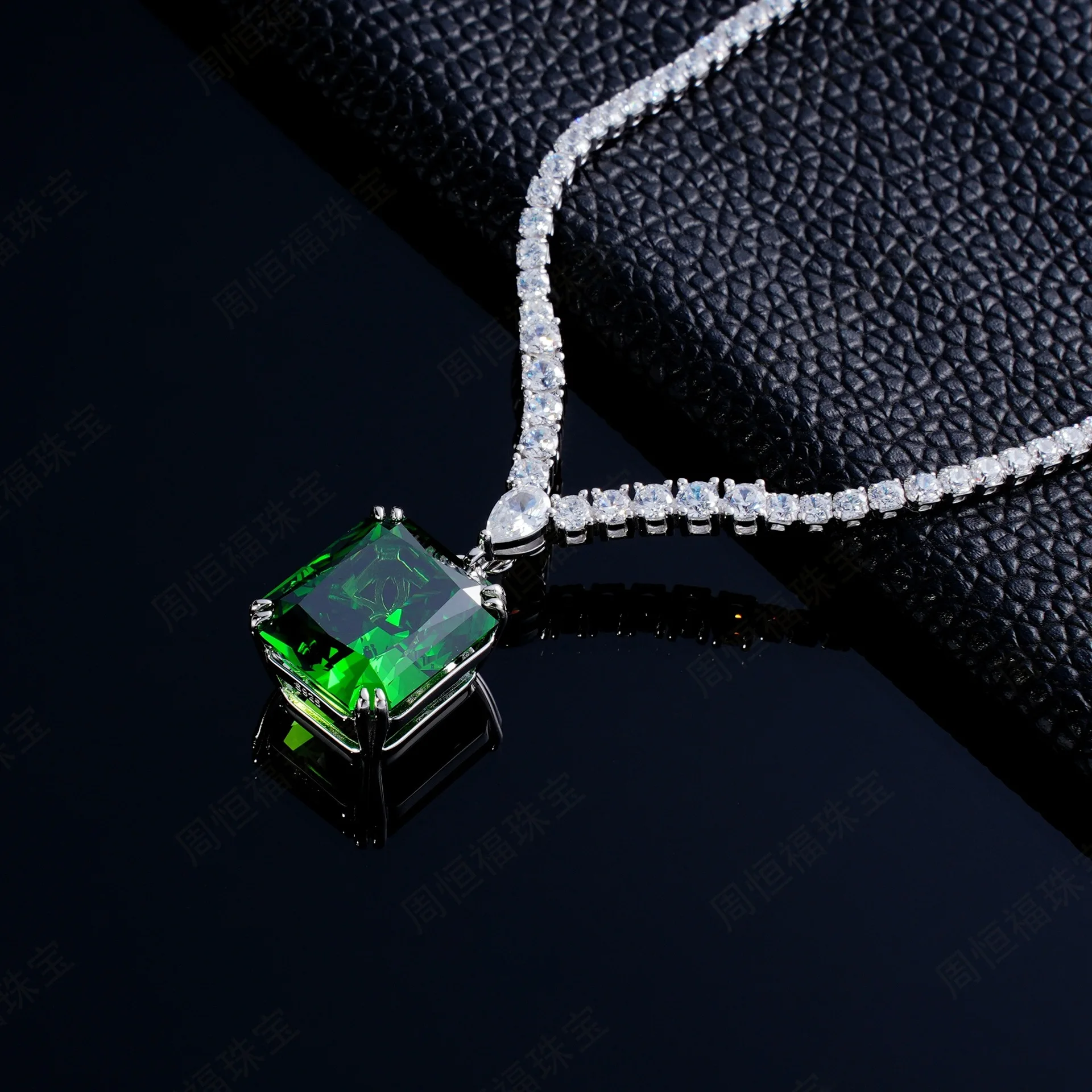 Sunnice accept oem odm s925 real sterling silver jewelry sets high quality 925 fine necklaces with emerald diamonds chains