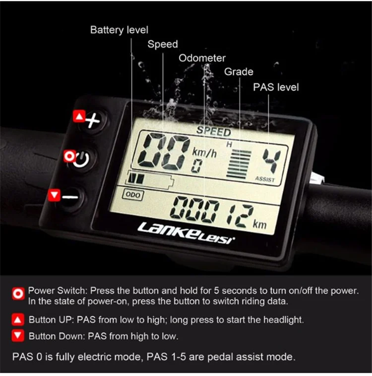 
LANKELEISI A6 14-inch portable folding electric bicycle 36v400w8.7ah lithium battery, level 5 electric moped 