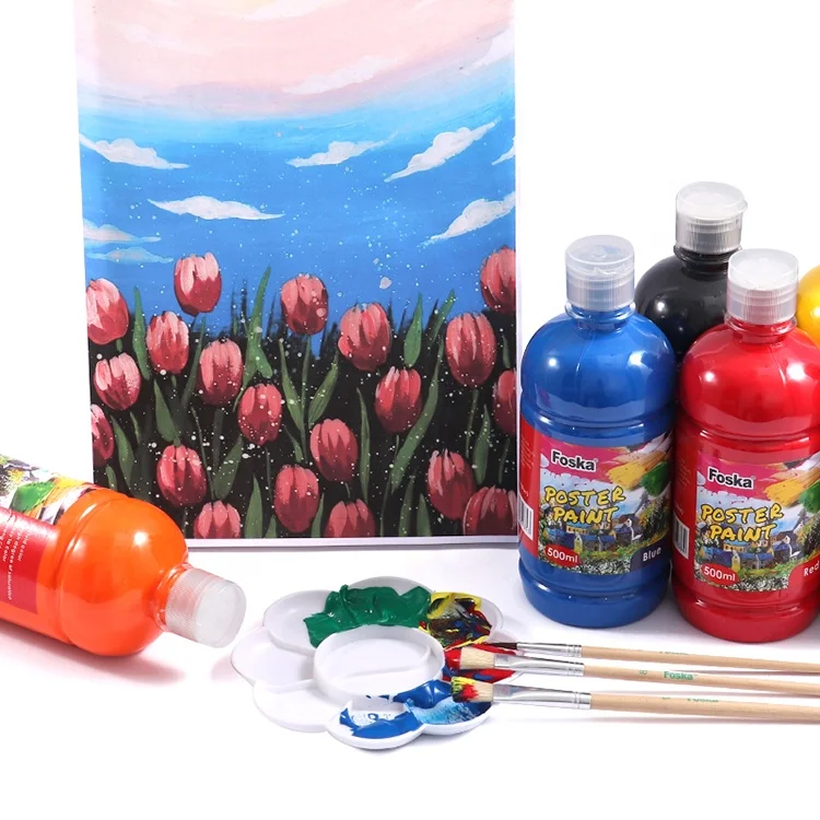 FOSKA Permanent Paint Set Kid-safe Transparent and Squeezable Bottle Children Craft Paint for Poster with Factory Price