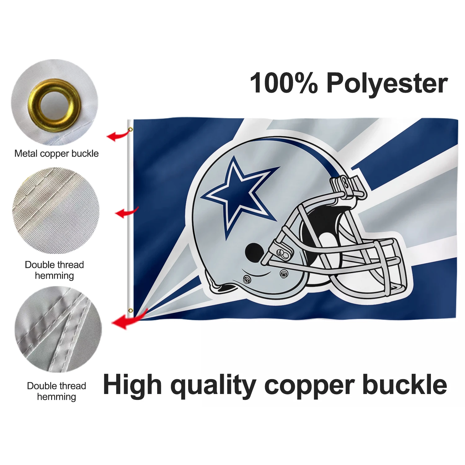 NFL Flag Hot Sale Dallas Cowboys Flag Custom Printing 100%Polyester 3x5ft Durable Used in Super Bowl Custom Dallas Cowboys Flag