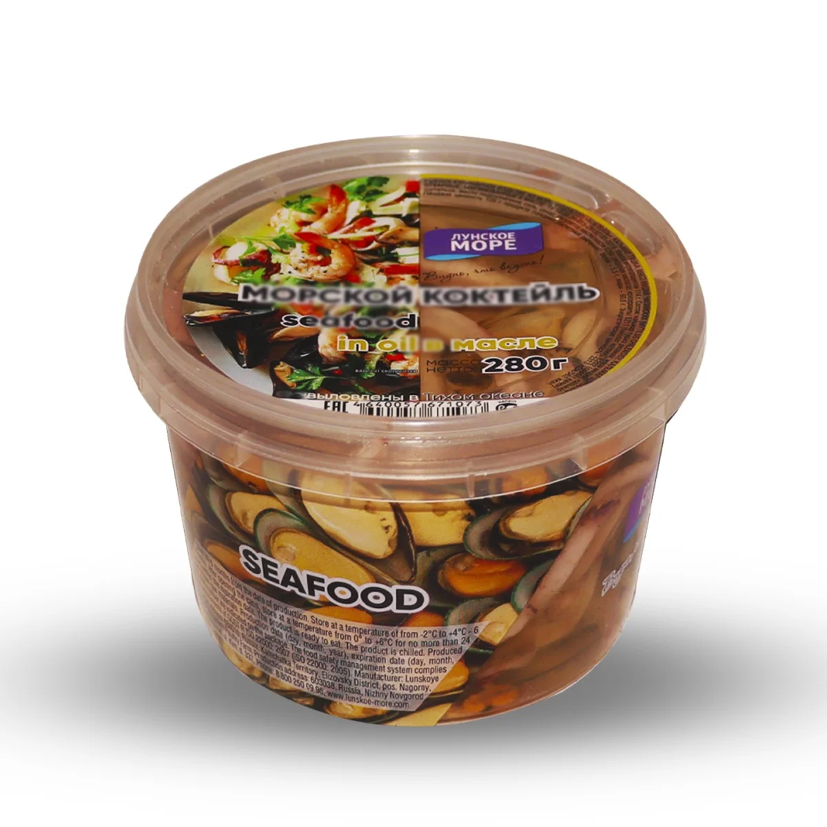 Консервирует Морской коктейль в масляных креветках