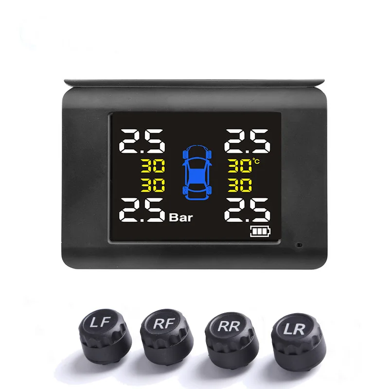 ODM tire pressure monitoring system with solar powered charging high-definition large screen display and foldable TPMS