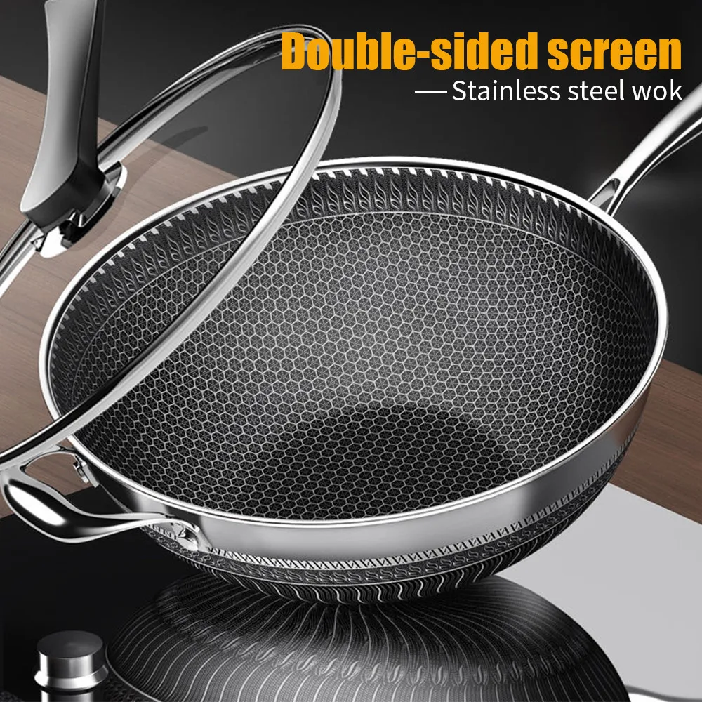 Wholesale stainless steel honeycomb frying pan non stick
