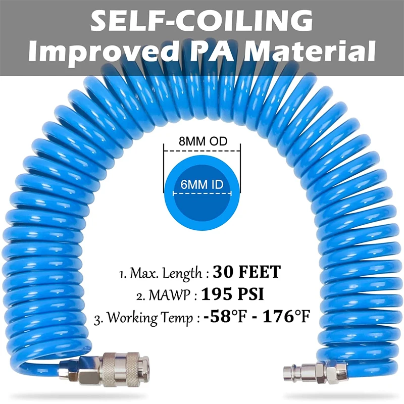 Heavy Duty Compressed Air Duster Truck Cab Gun Cleaning with 9 Meter Long Coil for Air Compressor